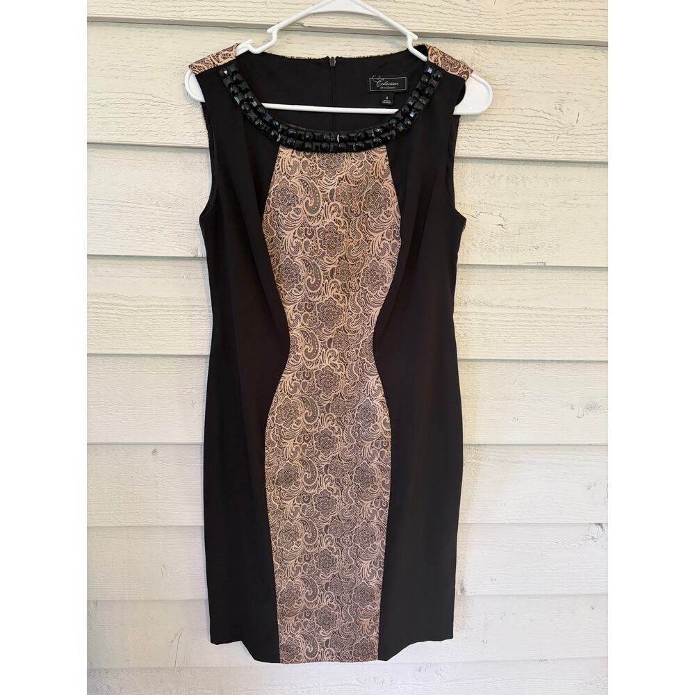 Collection Dressbarn Embellished Sheath Dress Size 6 Black Career Cocktail - Picture 2 of 8